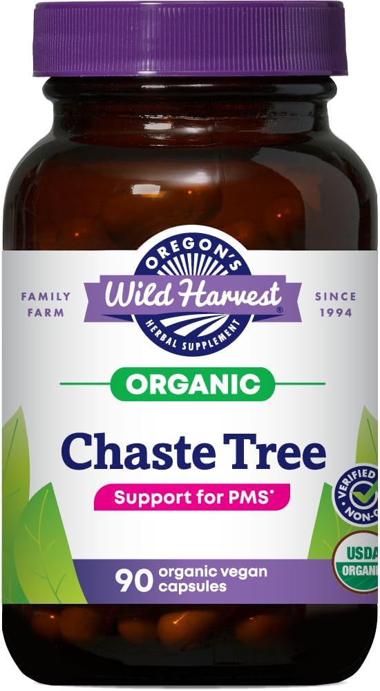 Oregon's Wild Harvest Non-GMO Chaste Tree Capsules, Certified Organic Herbal Supplement, 90 Capsules