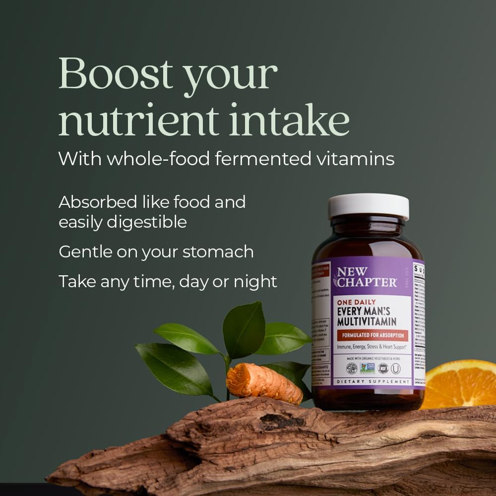 New Chapter Every Man's One Daily Multivitamin - May Help Support Immune, Energy & Bone Health* - Fermented, Organic, Vegetarian - 72 Tablets
