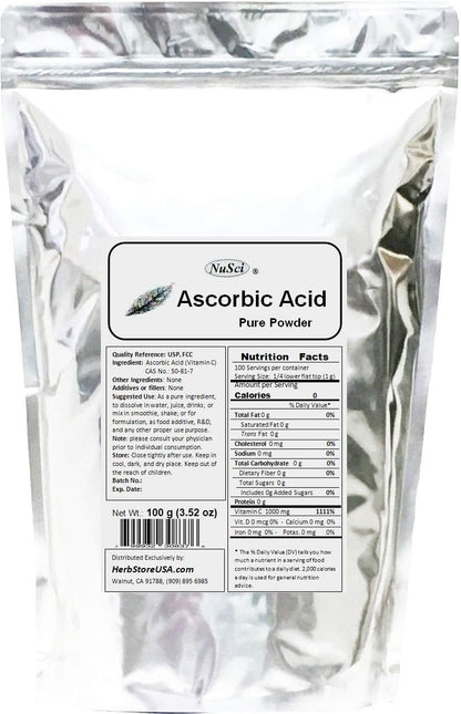 Ascorbic Acid Vitamin C Pure Powder - USP & FCC Quality (2270 g / 5 lb)