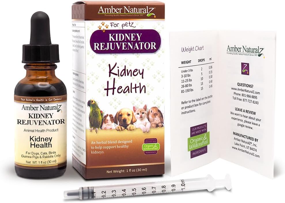 Amber NaturalZ Kidney Rejuvenator Herbal Supplement for Dogs, Cats, Birds, Rabbits, and Guinea Pigs | Supports Normal Kidney Function | Natural Aid for Kidney Health 1 Fluid Ounce - görsel 6