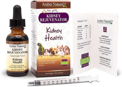 Amber NaturalZ Kidney Rejuvenator Herbal Supplement for Dogs, Cats, Birds, Rabbits, and Guinea Pigs | Supports Normal Kidney Function | Natural Aid for Kidney Health 1 Fluid Ounce