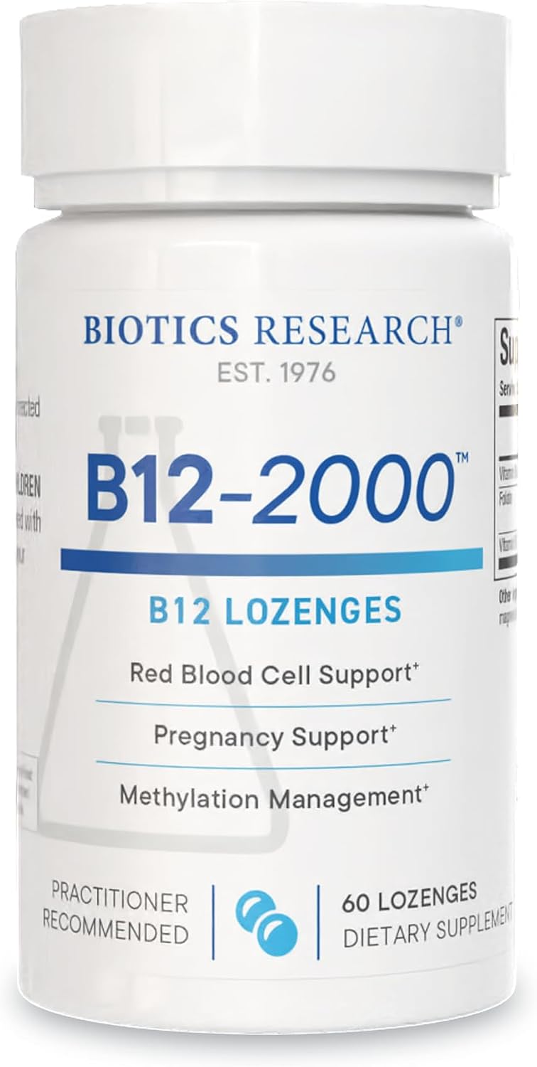 Biotics Research B12-2000 Vitamin B12 2000 mcg, B6, Folate Sublingual Lozenges - Berry Flavour, 60 Count - görsel 1