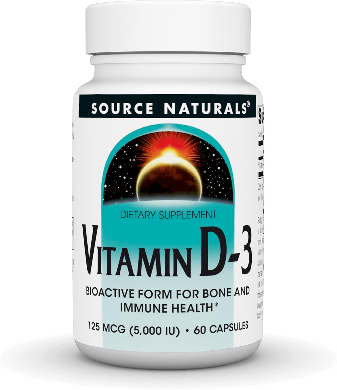 Source Naturals Vitamin D-3 Bioactive Form for Bone & Immune Health* 5000 IU (125 mcg) - 60 Capsules