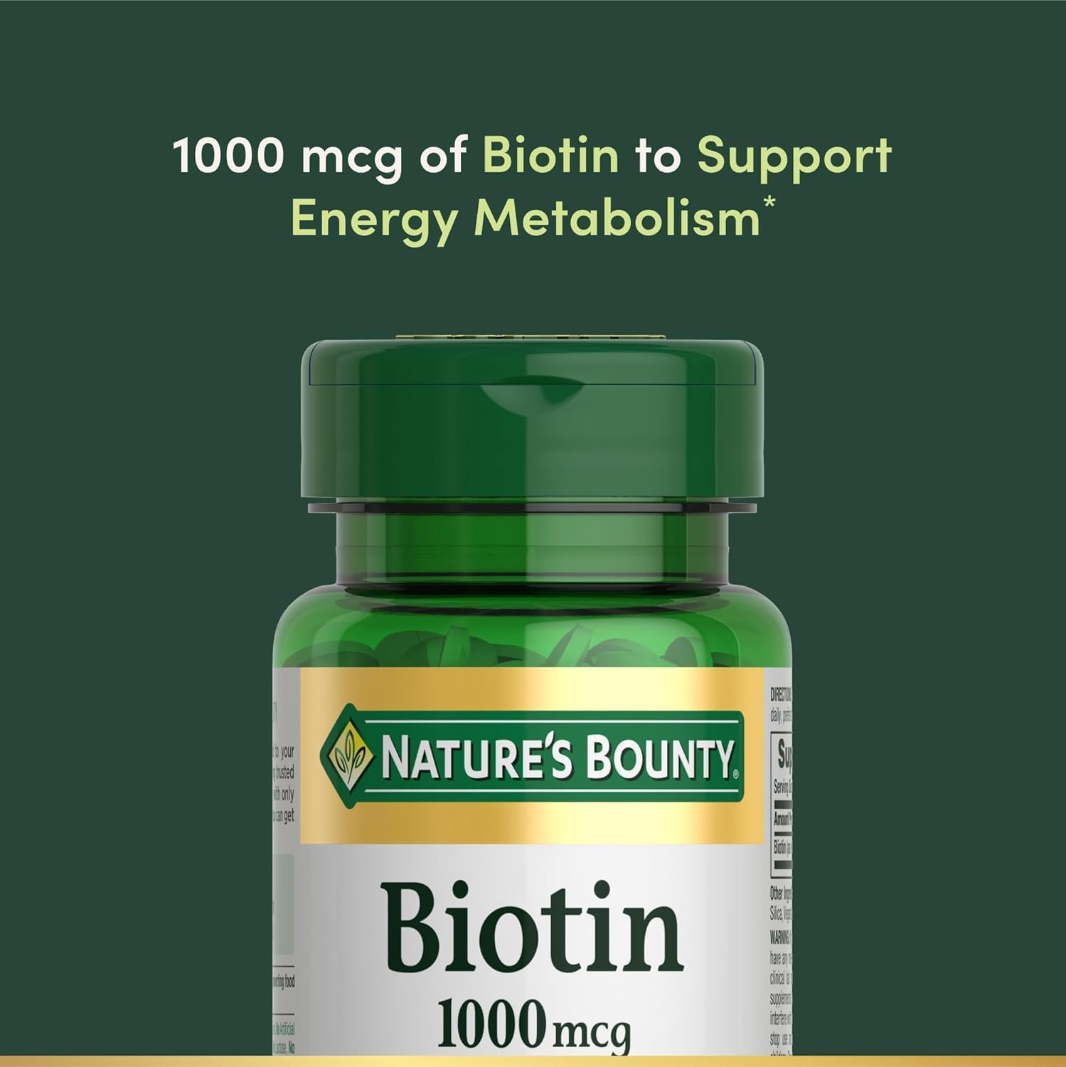 Nature's Bounty Biotin 1000 mcg Tablets, Strawberry Flavour - 300 Count (Pack of 3)
