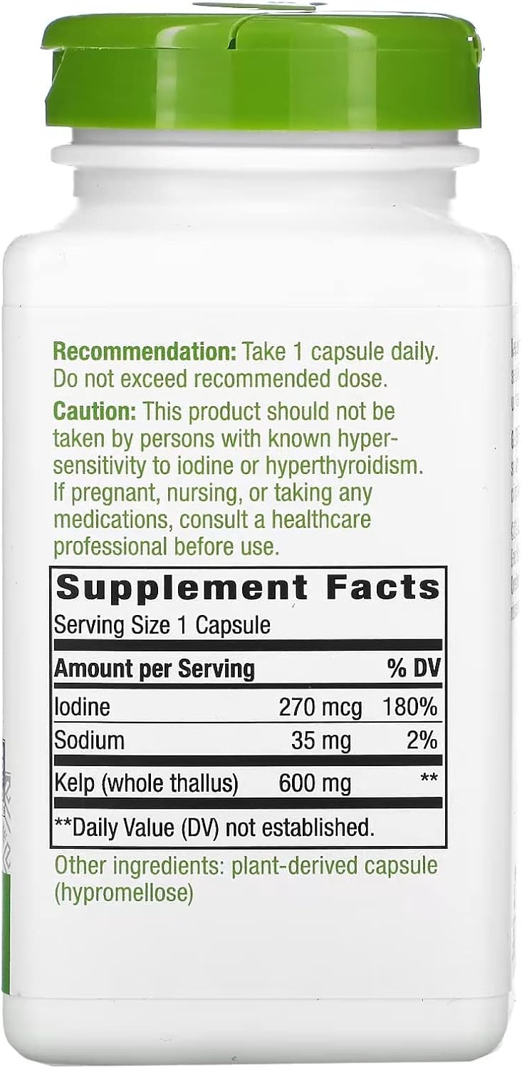 Nature's Way Kelp 600 mg, 180 Vegetable Capsules (Pack of 3)