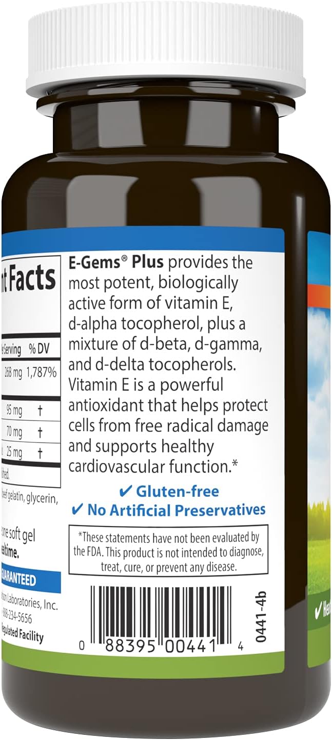 Carlson - E-Gems Plus, 400 IU (268 mg), Natural-Source Vitamin E, Overall Health, 100 Softgels