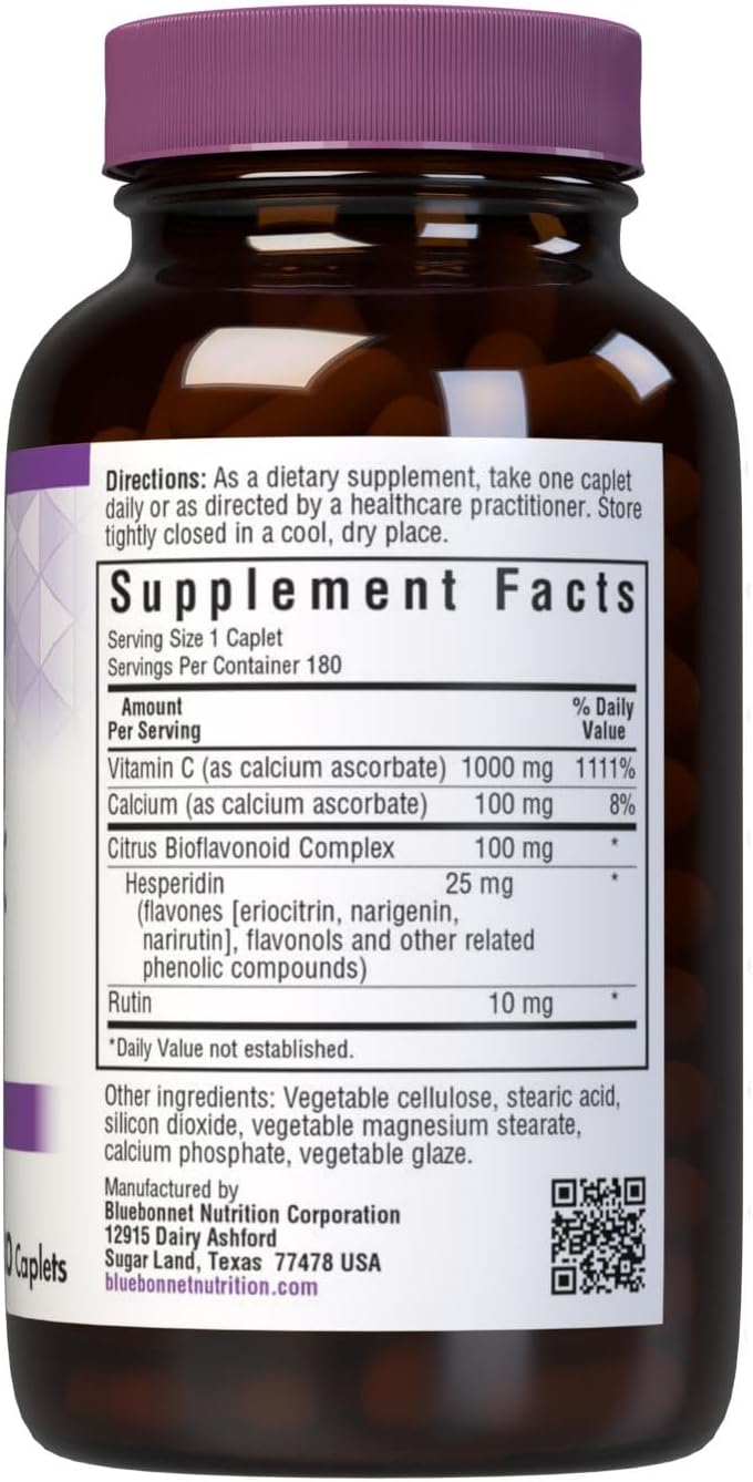 Bluebonnet Nutrition Buffered Vitamin C 1000 mg – 180 Caplets - görsel 2