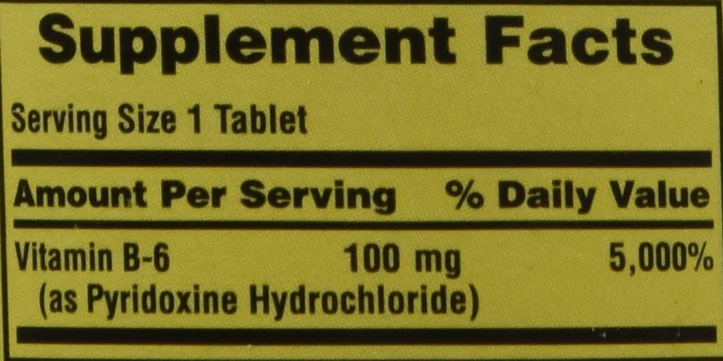 Spring Valley Vitamin B-6 (Pyridoxine) 100 mg, 250 Tablets