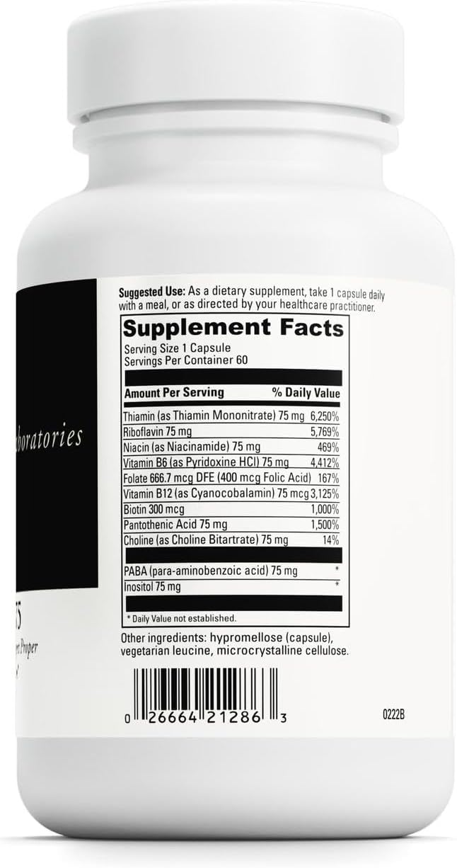 DAVINCI Labs B Complex-75 - Supports Relaxation and Proper Nerve Function* - Natural Health Product with 11 B Vitamins - Vegetarian - Gluten-Free - 60 Capsules