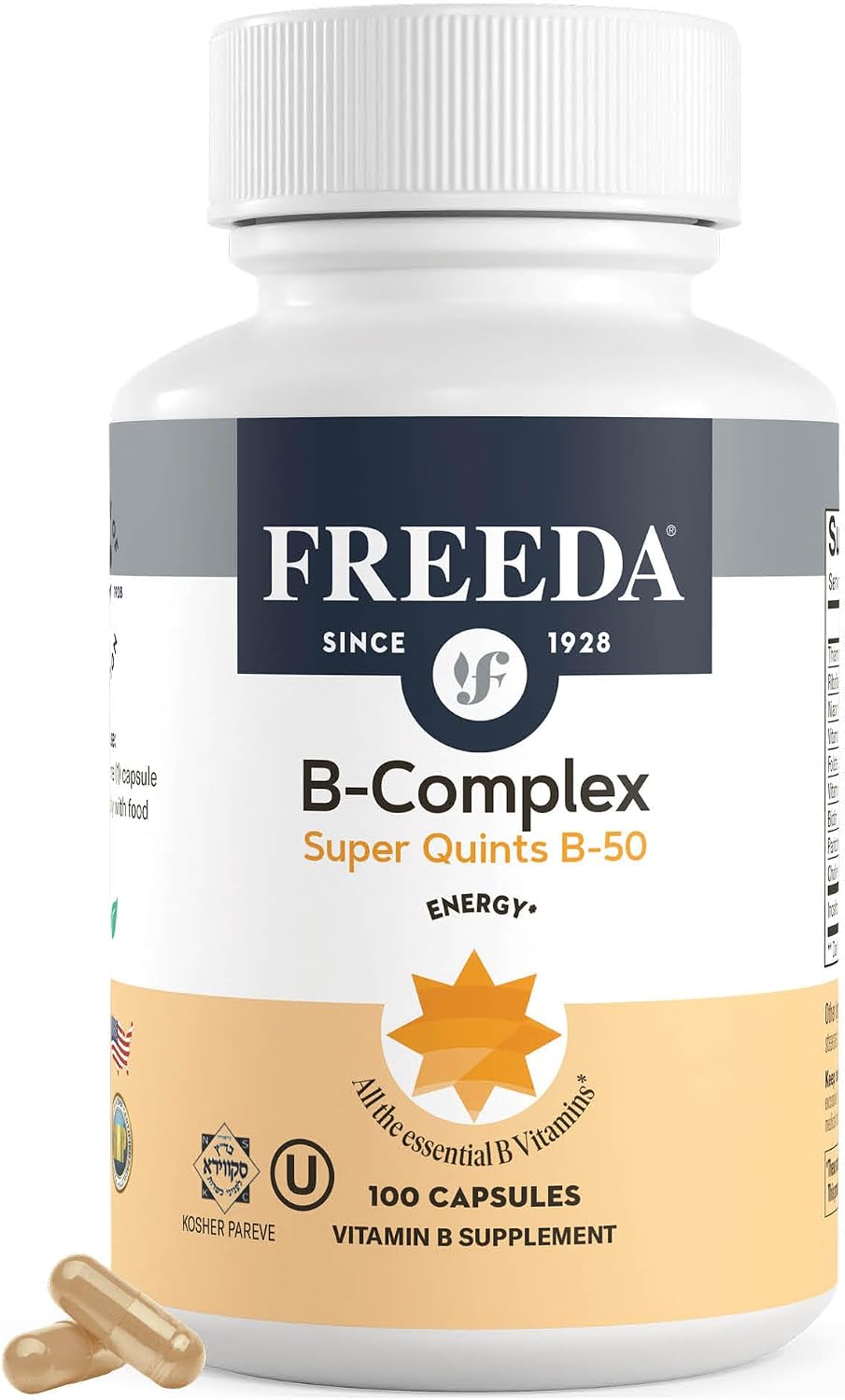 FREEDA B-Complex Capsules – Super Quints B-50 – 250 Capsules