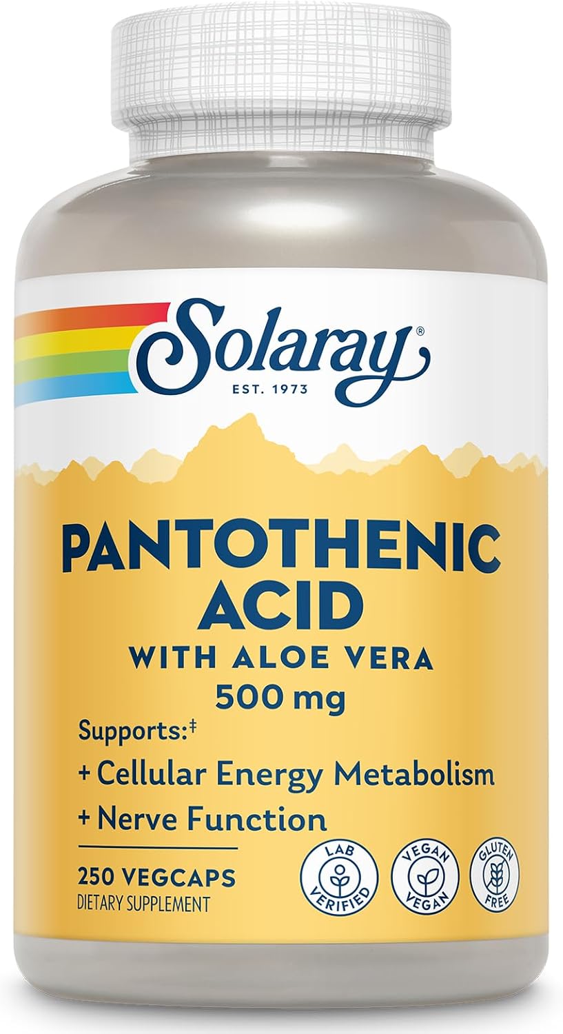 SOLARAY Pantothenic Acid 500 mg – Vitamin B5 Supplement – 100 VegCaps