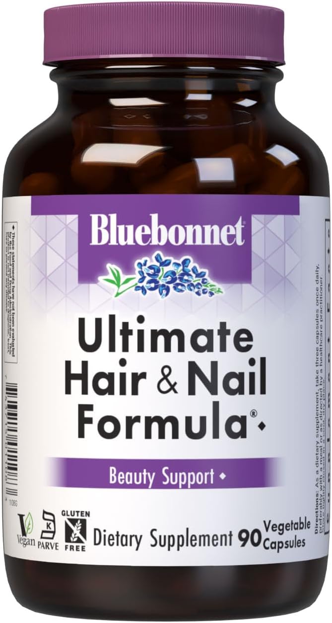 Bluebonnet Nutrition Ultimate Hair and Nail Formula, Vitamins, Minerals, and Speciality Nutrients for Beauty Within, 60 Vegetable Capsules