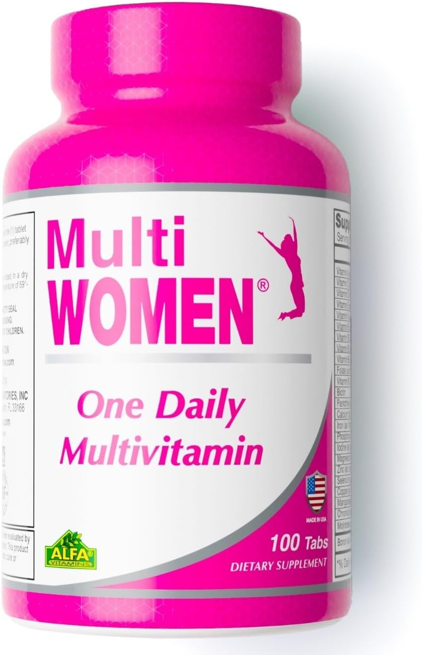 ALFA VITAMINS Multi Women Vitamins - Daily Multivitamin Supplement with Vitamins, Minerals, Amino Acids & Antioxidants - 100 Tablets - görsel 1