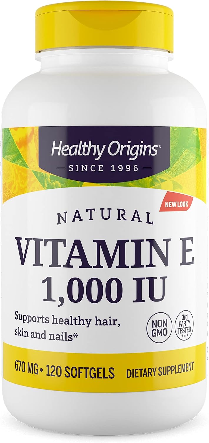 Healthy Origins Vitamin E 1,000 IU Natural d-Alpha Tocopherol, 120 Softgels