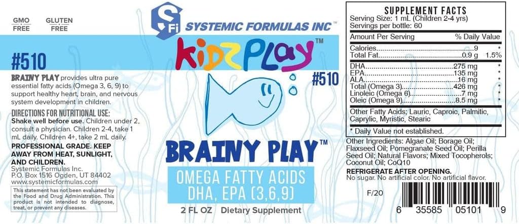 Systemic Formulas Brainy Play - Nervous System Development, 1 mL Kidz Play #510