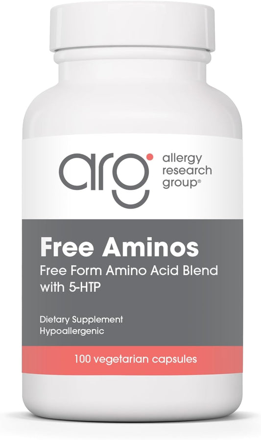 ARG Free Aminos - Free-Form Amino Acid Complex with 5-HTP - Essential Amino Acids for Muscle and Neurological Support - 100 Vegetarian Capsules