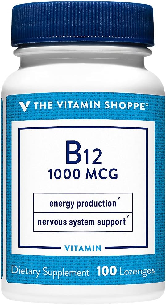 The Vitamin Shoppe Vitamin B12 1,000 mcg Dissolvable Lozenges - Energy Production, Nervous System & Red Blood Cell Support