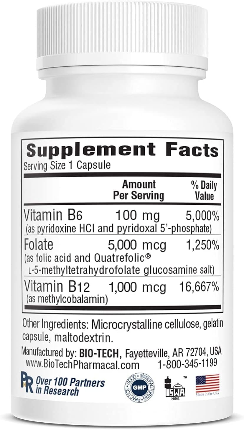 Bio-Tech Pharmacal B6-Folic Acid, 100 Capsules - görsel 4