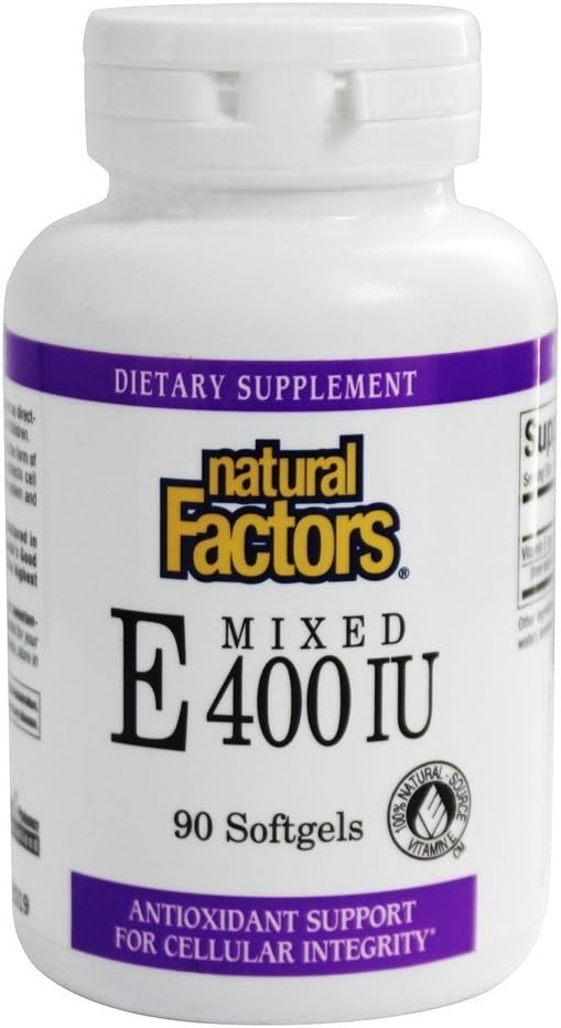 Natural Factors Mixed Vitamin E 400 IU - Supports Heart Health and Immune Function with Mixed Tocopherols - 90 Softgels