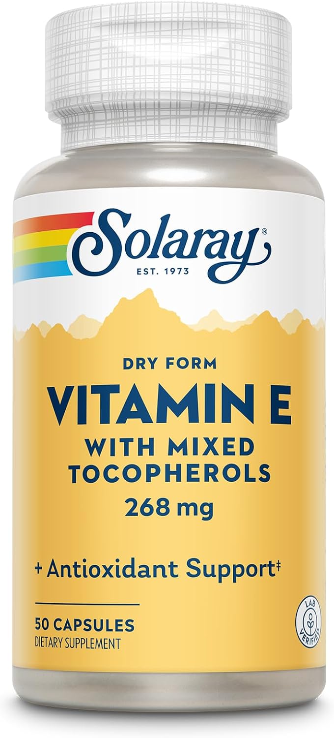 SOLARAY Vitamin E 400 IU (268 mg) Dry Form with Mixed Tocopherols - 50 Capsules