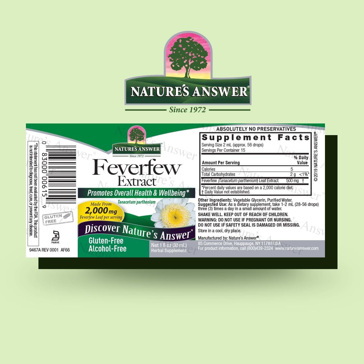 Nature's Answer Alcohol-Free Feverfew Extract 2000mg, 30 mL