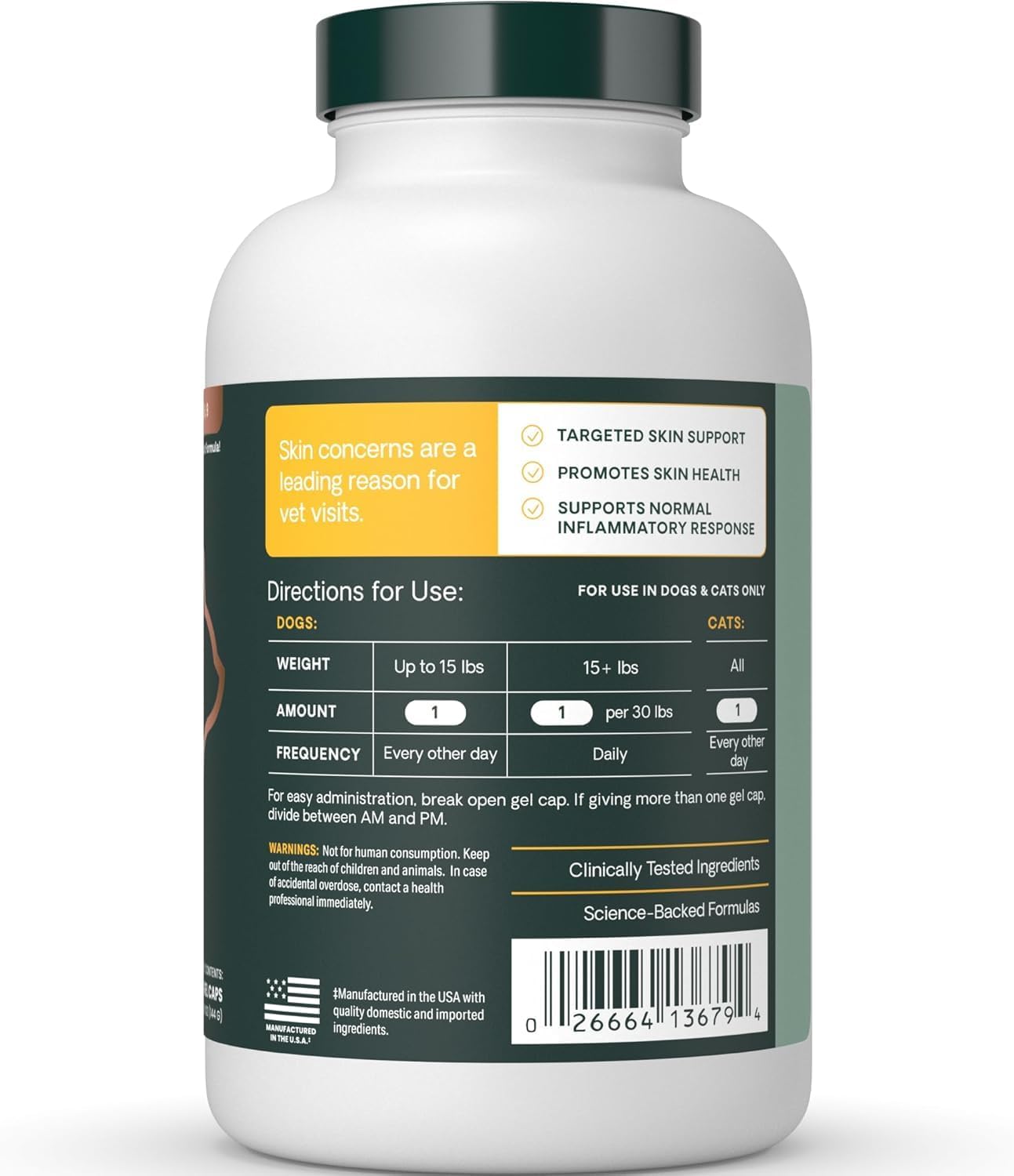 VetriScience Omega – Healthy Skin & Coat Fish Oil Supplement for Dogs and Cats, 90 Softgels