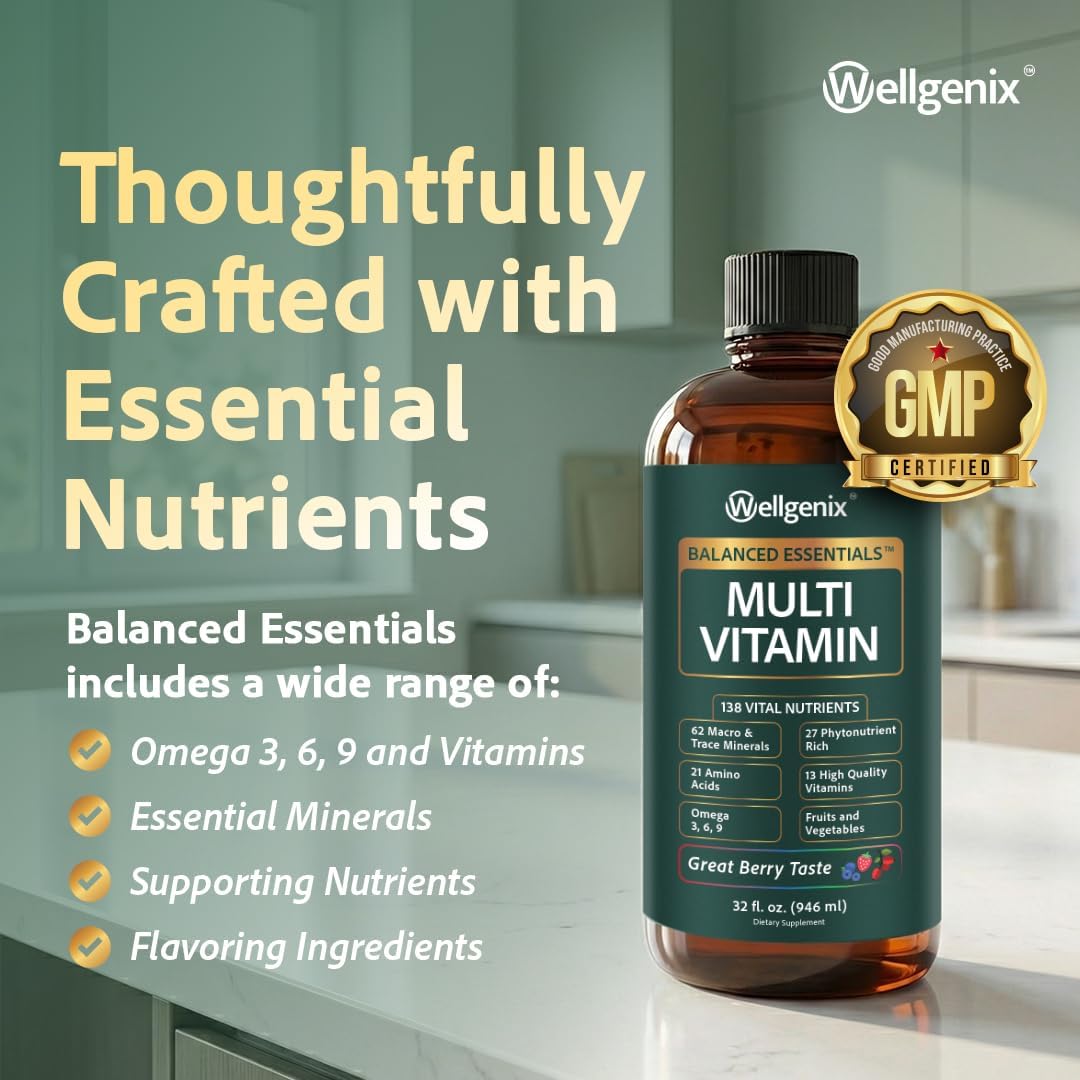 Wellgenix Balanced Essentials Liquid Multivitamin & Minerals – 946 mL (138 Nutrients per Serving)