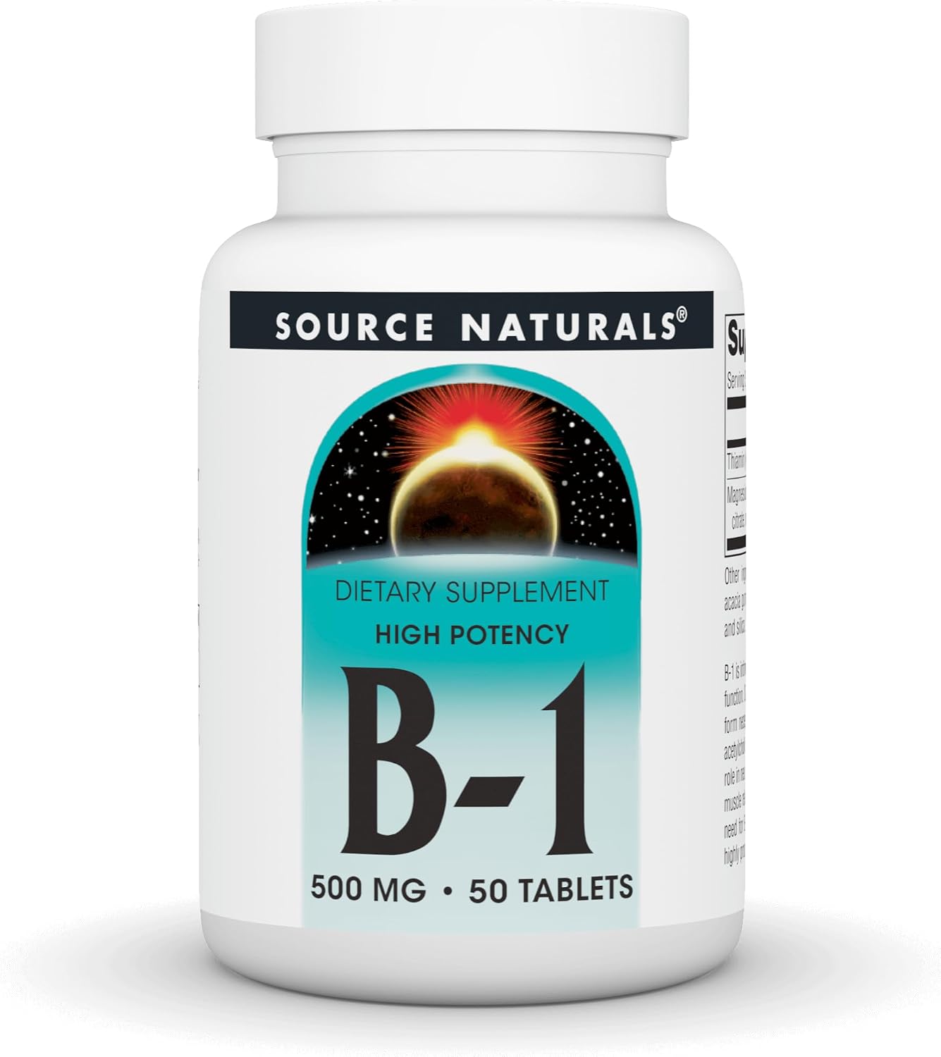 Source Naturals Vitamin B-1 Thiamin 500 mg – High Potency, 50 Tablets
