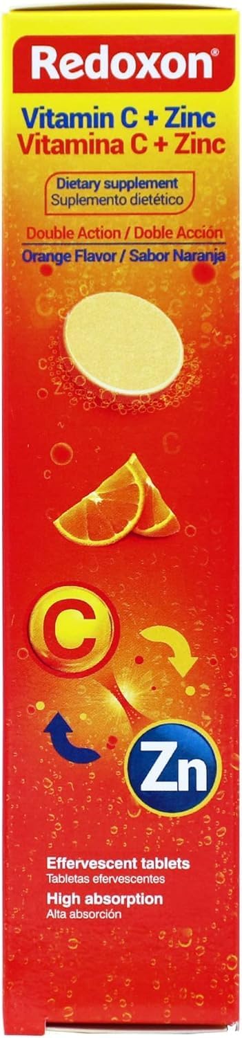 Redoxon Vitamin C + Zinc Effervescent Tablets, Orange Flavour (20 Tablets)