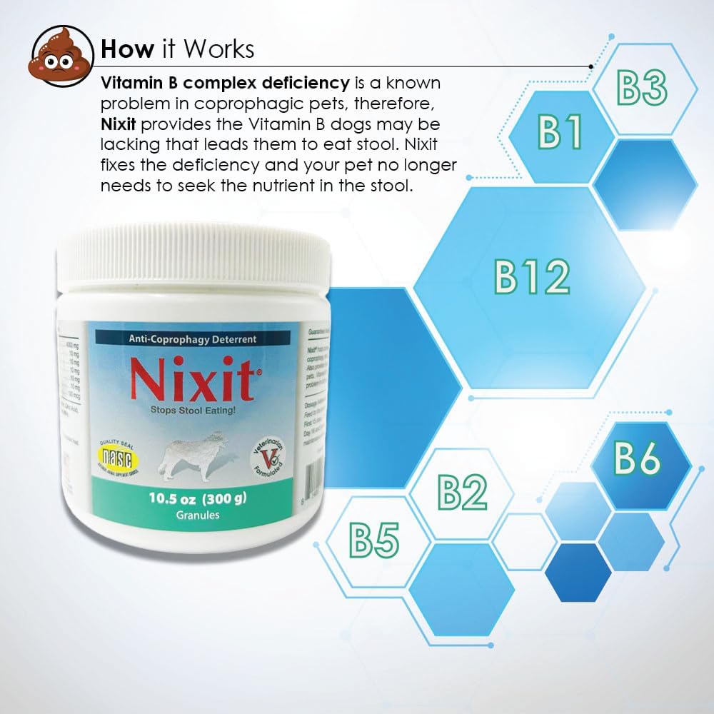 Nixit Anti-Coprophagy Supplement for Dogs – Stop Stool Eating, B-Complex, Chicken Liver Flavour, 10.5 oz