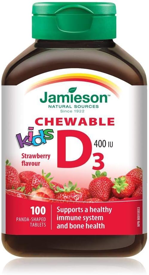Chewable Vitamin D for Kids - Strawberry, 100 Tablets