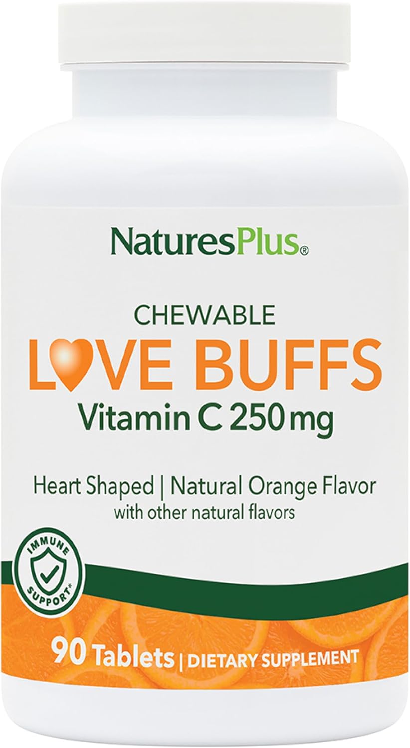 NaturesPlus Love Buffs – Buffered Vitamin C Chewable Tablets, 250 mg, 90 Count
