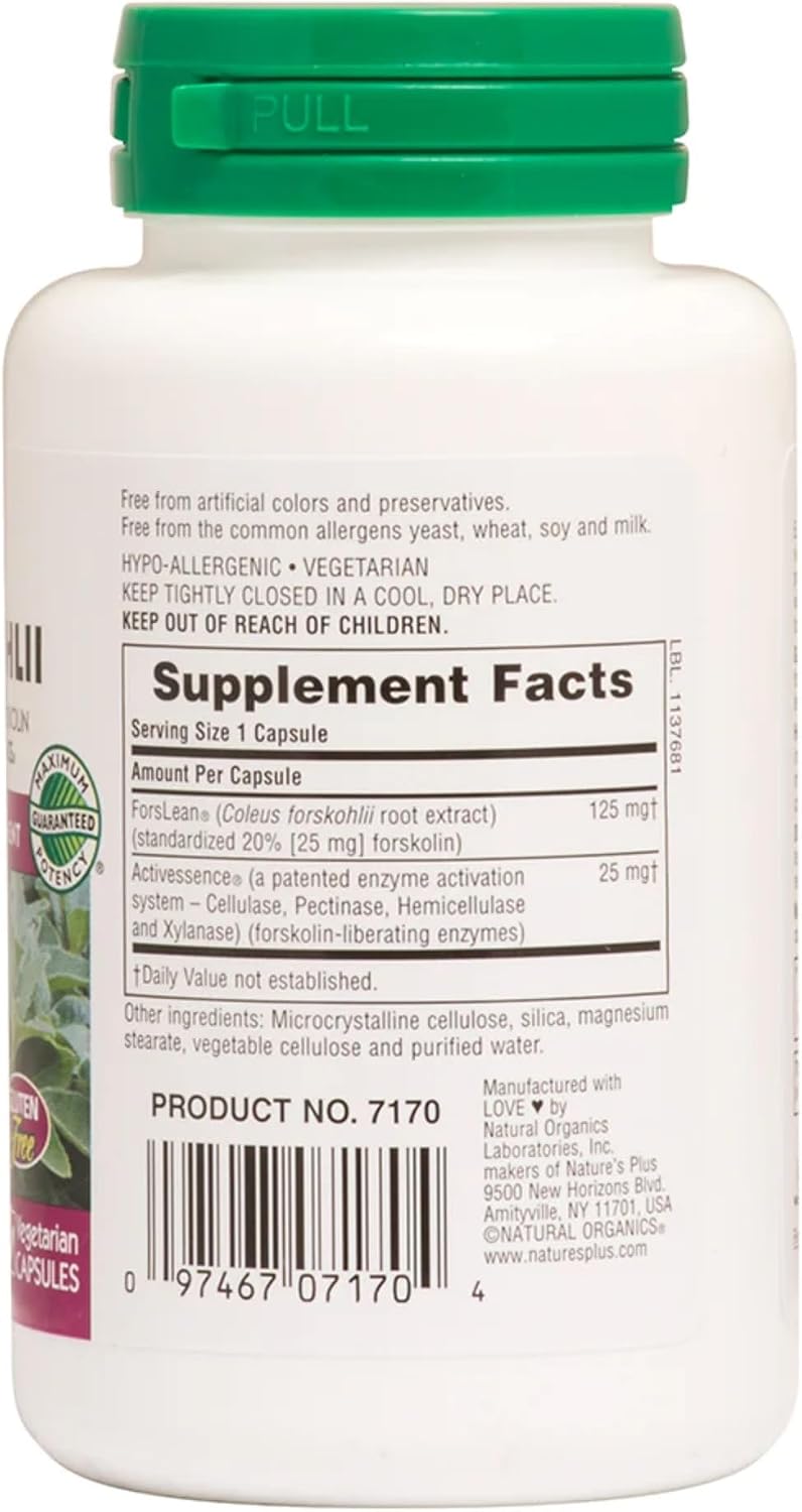 NaturesPlus Herbal Actives Coleus Forskohlii 125 mg – 60 Vegetarian Capsules