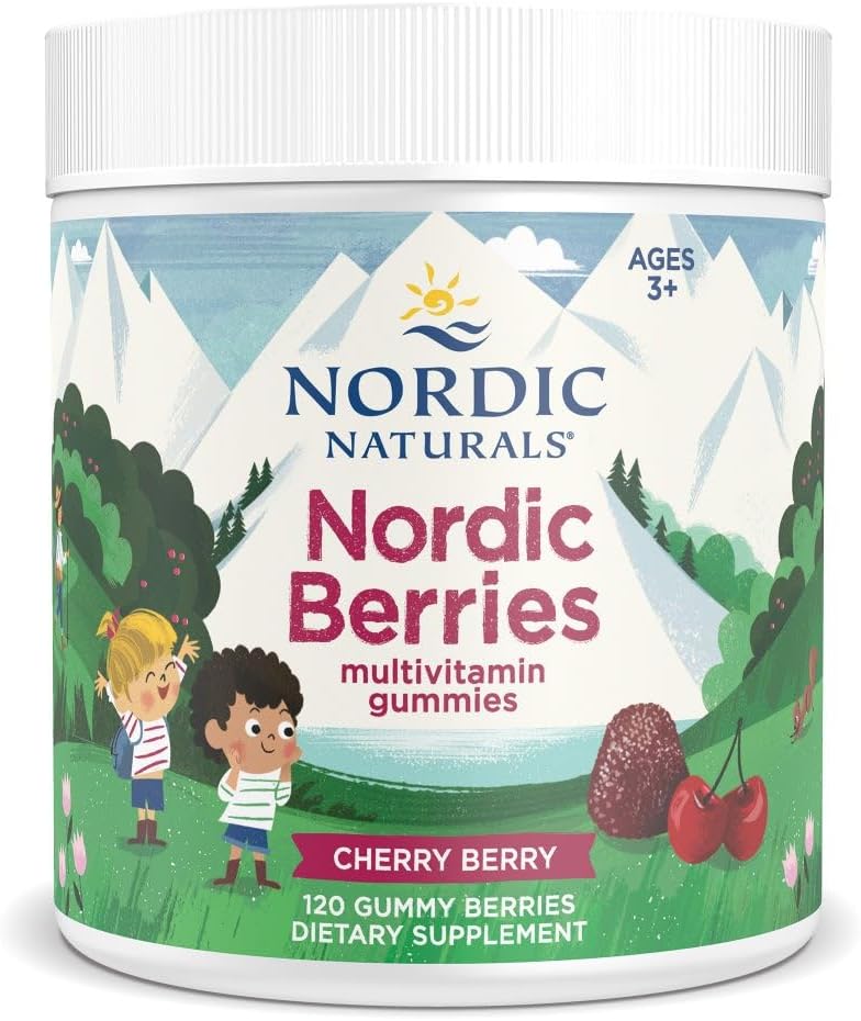 Nordic Naturals Nordic Berries, Cherry Berry – 120 Gummy Berries – Children's Multivitamin for Ages 3+