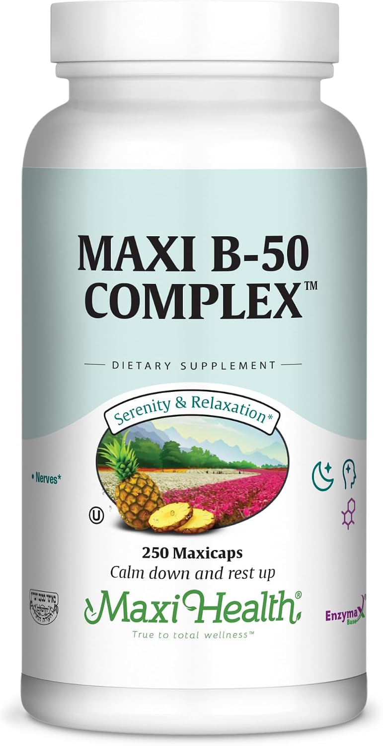 Maxi Health Stress Relief Vitamin B Complex - Vegan, Gluten & Soy Free, 250 Capsules