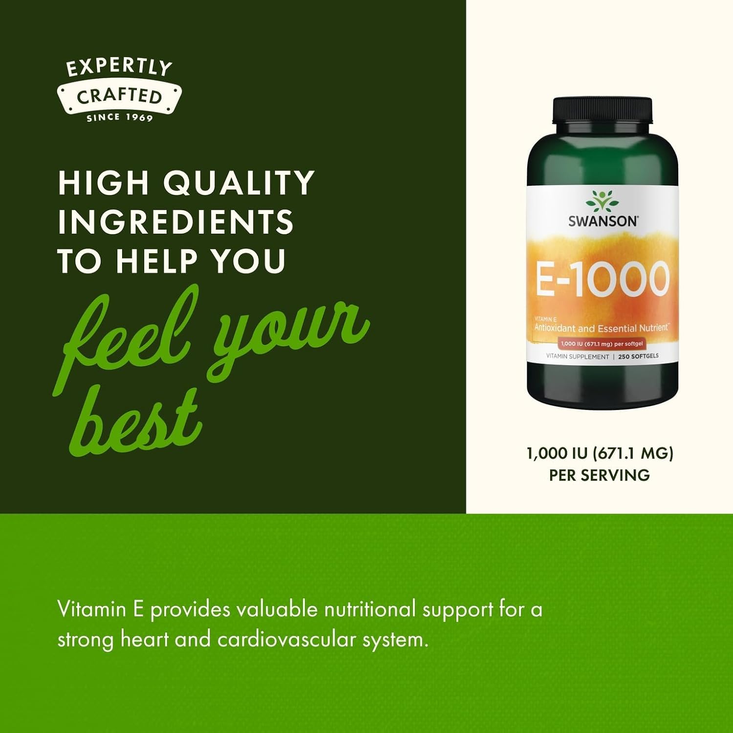Swanson Natural Vitamin E 1000 IU (671.10 mg) 250 Softgels