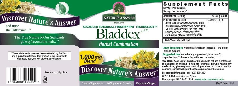 Nature's Answer Bladdex, 90 VegiCaps – Blended Vitamin and Mineral Supplement