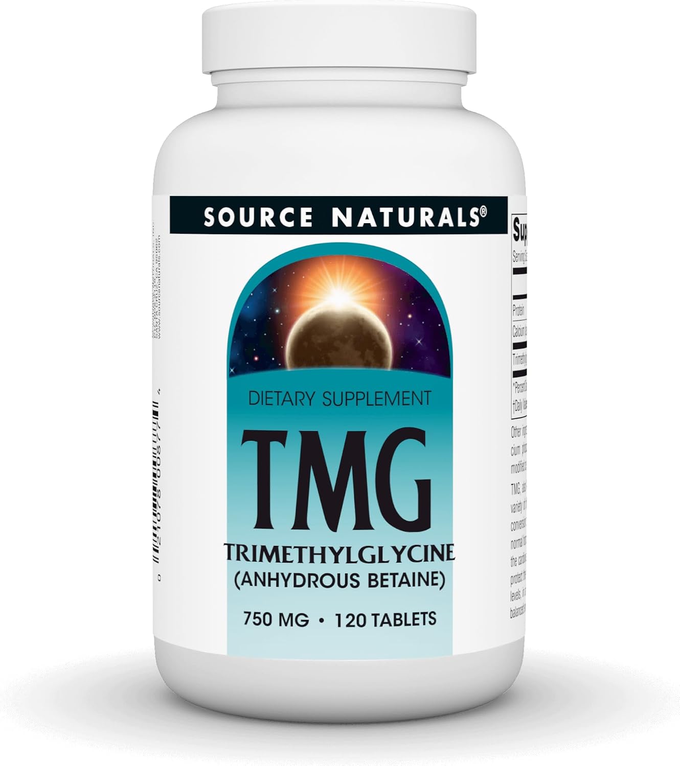 Source Naturals TMG, Trimethylglycine (Anhydrous Betaine) - 750 mg - 60 Vegetarian Tablets