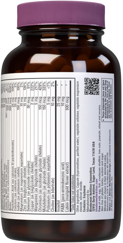 Bluebonnet Multi One (Iron Free) – Complete Full Spectrum Multivitamin, 120 Vegetable Capsules