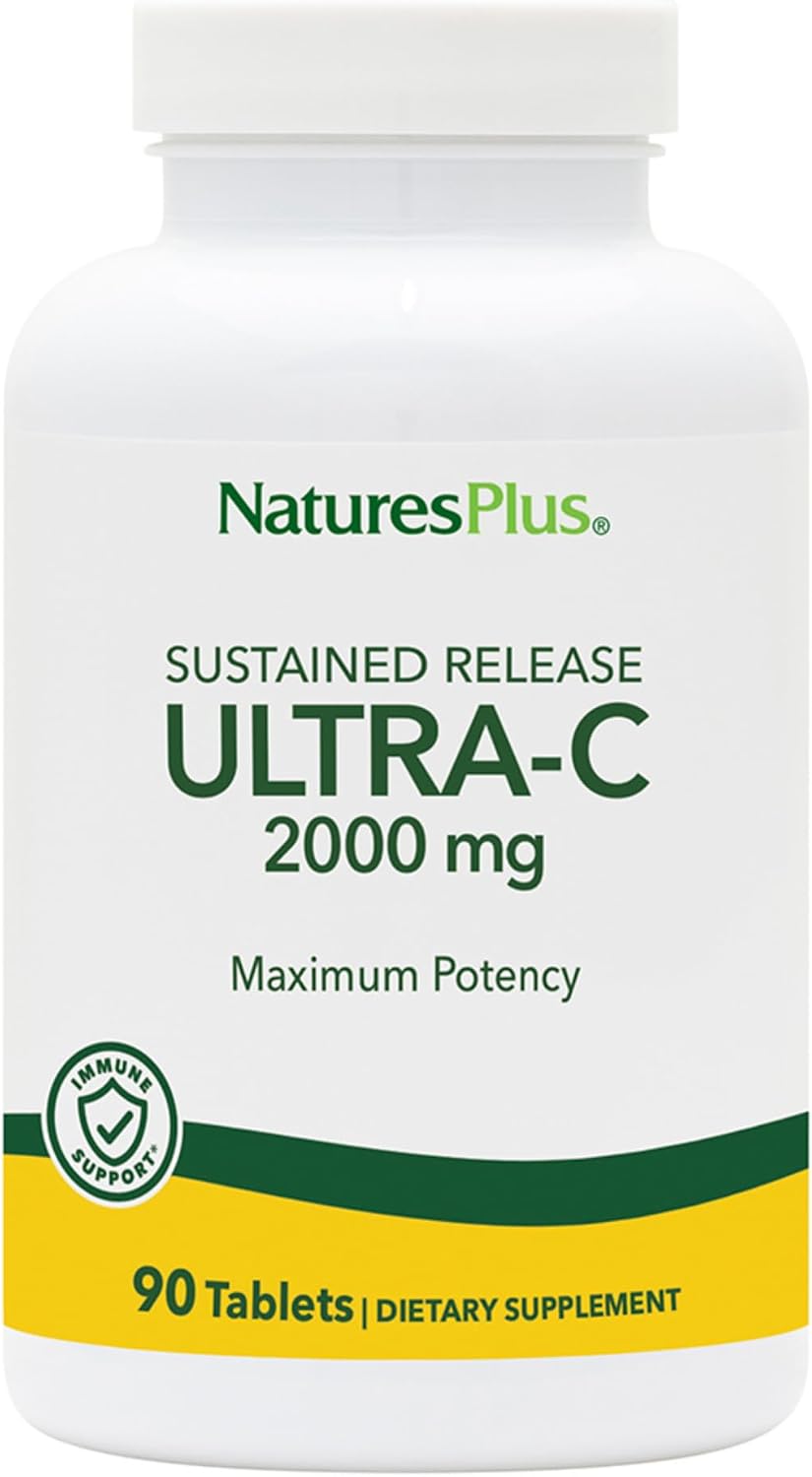 NaturesPlus Ultra-C 2000 mg - 90 Tablets - Vitamin C with Rose Hips - Immune & Antioxidant Support - Vegetarian, Gluten-Free
