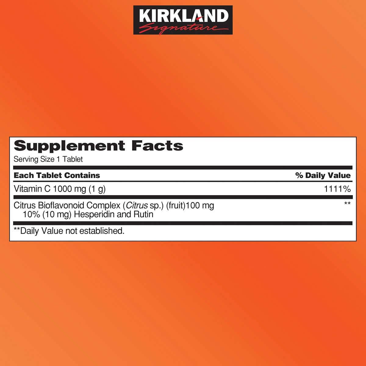 Kirkland Signature Vitamin C 1000mg with Rose Hips – 500 Tablets (Pack of 2)