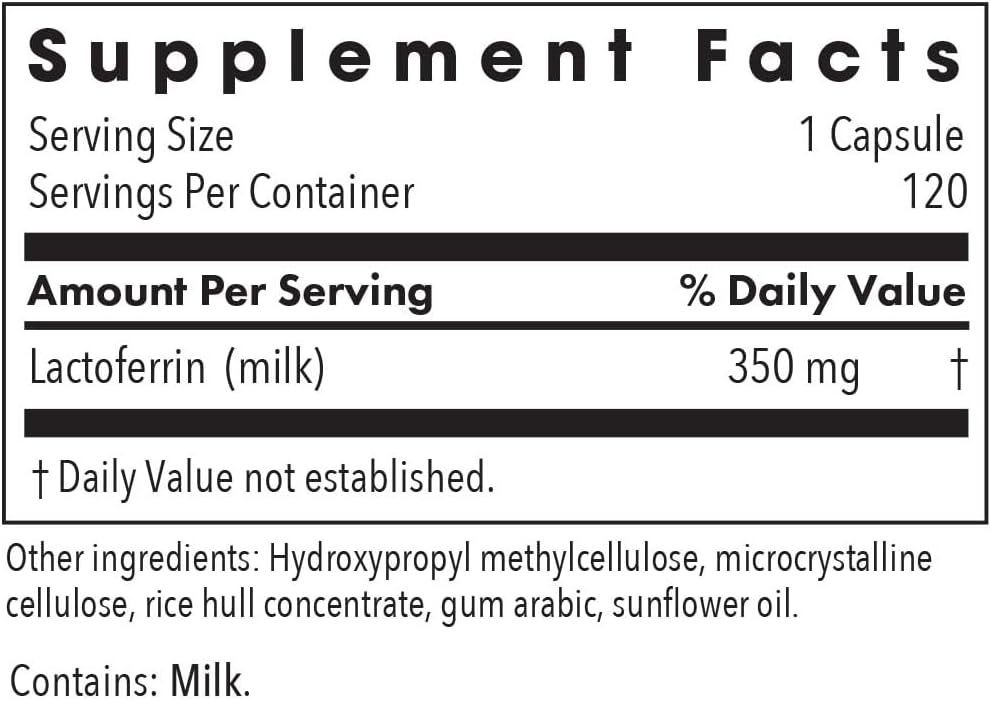 Allergy Research Group ARG Laktoferrin - 350 mg Lactoferrin - Immune System and Gut Health Support - 120 Capsules