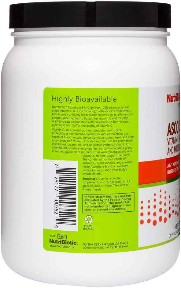 NutriBiotic Ascorbate Bio-C - Buffered Effervescent Vitamin C Powder with Bioflavonoids and Minerals, 2.2 Lb (1 kg)