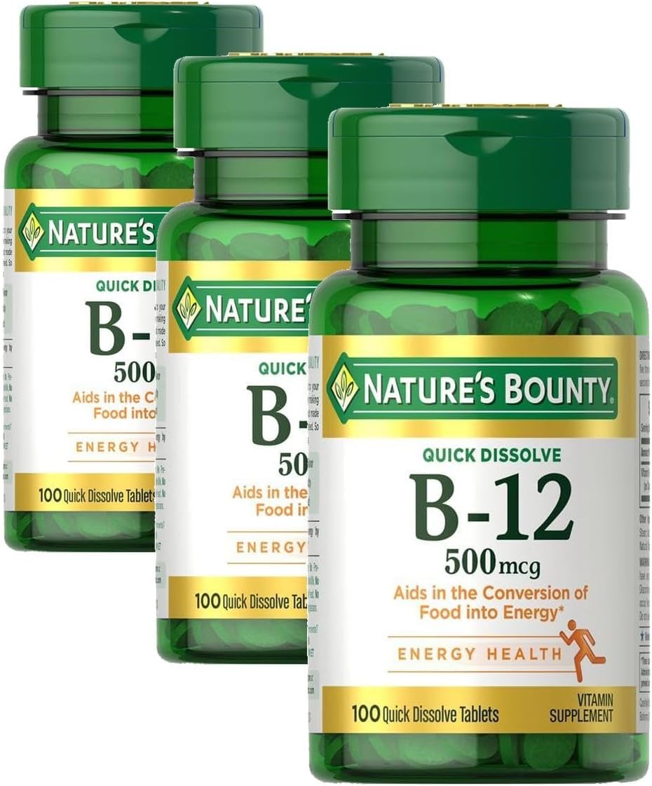 Nature's Bounty Vitamin B-12 500 mcg Microlozenges, 100 Count (Pack of 2)