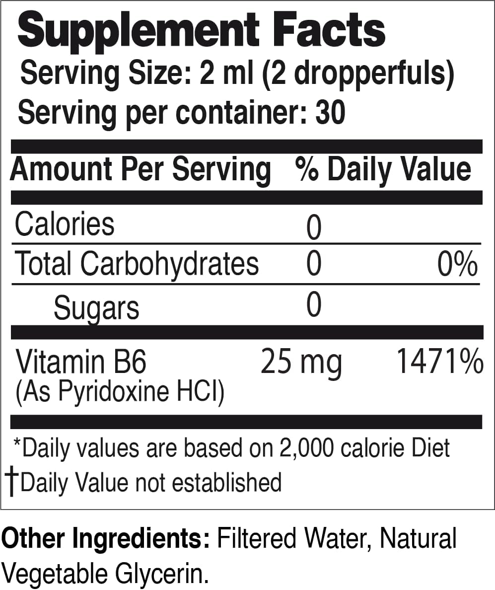 Life Solutions Vitamin B6 Pyridoxine HCl - Liquid B6 Supplement 25 mg, 60 mL