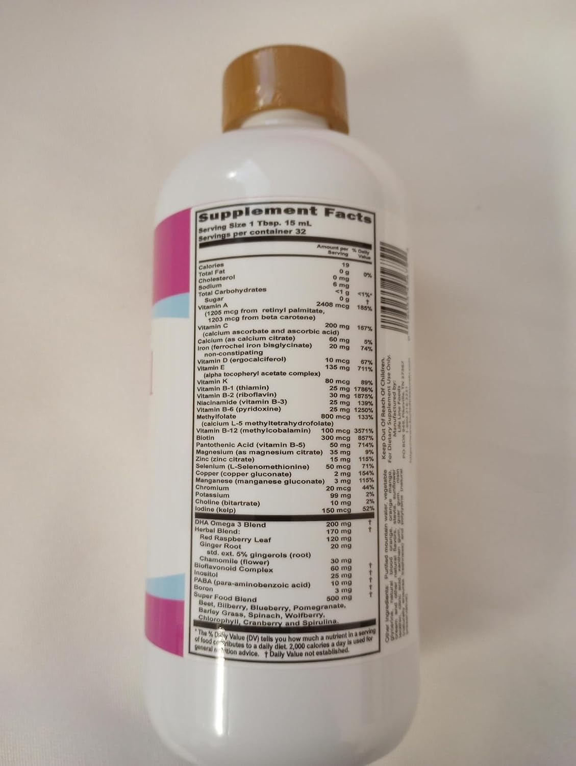 Buried Treasure Prenatal Plus DHA Complete - Liquid Prenatal Vitamin with DHA, Omega-3 and Iron