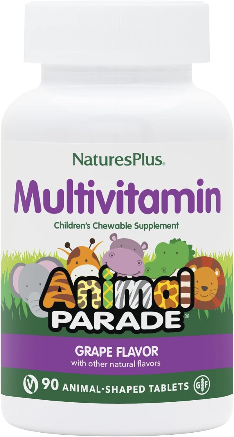 NaturesPlus Animal Parade Children's Chewable Multivitamin, Grape, 90 Count