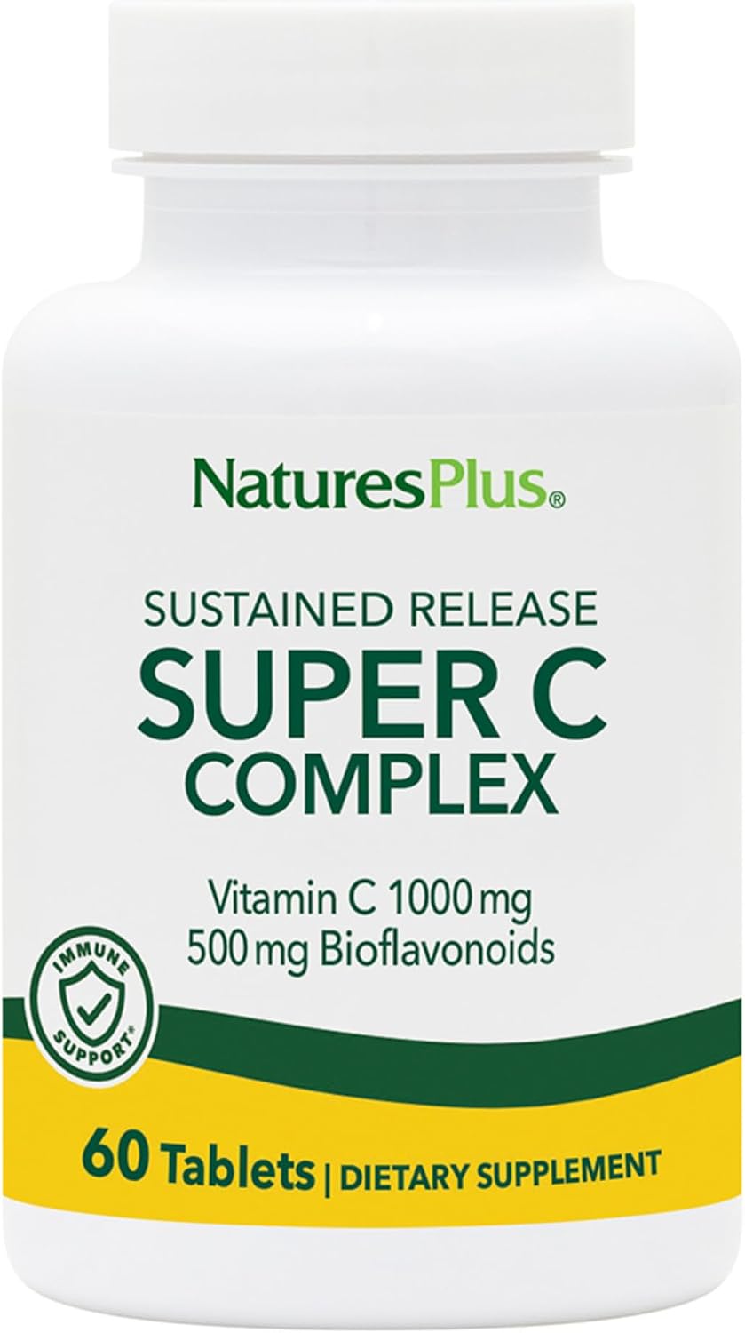 NaturesPlus Super C Complex, Sustained Release - 1000mg Vitamin C with 500mg Bioflavonoids - 60 Tablets