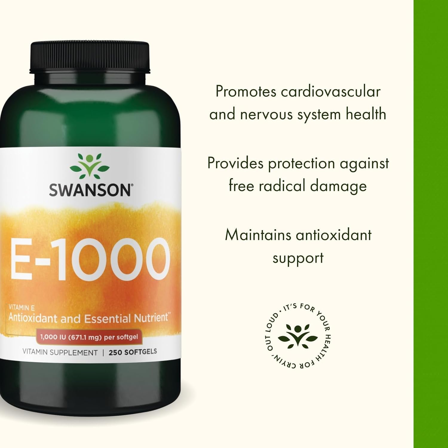 Swanson Natural Vitamin E 1000 IU (671.10 mg) 250 Softgels