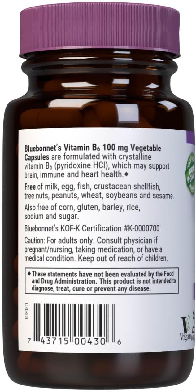 BlueBonnet Vitamin B6 100 mg – Energy, Nervous System & Immune Support